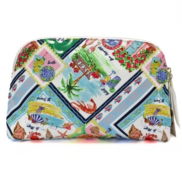 Talbots NWT Makeup Cosmetic Travel Zipper Bag Scenic Print Pouch - Picture 5 of 10